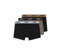 BOSS Dreier-Pack eng anliegende Boxershorts mit kurzem Bein aus Stretch-Baumwolle mit Logo-Bund - Style Trunk 3P Power Desig, 50531701 Schwarz gemustert XL