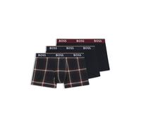 BOSS Dreier-Pack eng anliegende Boxershorts mit kurzem Bein aus Stretch-Baumwolle mit Logo-Bund - Style Trunk 3P Power Desig, 50531701 Blau gemustert M