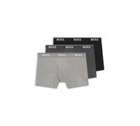 BOSS Dreier-Pack eng anliegende längere Boxershorts aus Stretch-Baumwolle mit Logos - Style BoxerBr 3P Power, 50475282 Schwarz / Grau L