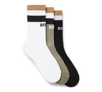 BOSS Dreier-Pack kurze Socken mit charakteristischen Streifen - Style 3P QS Rib Iconic CC, 50543647 Grün / Schwarz / Weiß 43-46
