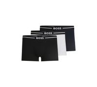 BOSS Dreierpack Boxershorts aus Stretch-Baumwolle mit Logo-Bund - Style Trunk 3P Bold, 50510687 Schwarz / Weiß / Blau S