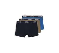BOSS Dreierpack Boxershorts aus Stretch-Baumwolle mit Logo-Bund - Style Trunk 3P Power, 50554693 Schwarz / Grün / Blau XXL