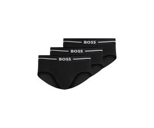 BOSS Dreierpack eng anliegende Boxershorts aus Stretch-Baumwolle mit kurzem Bein und Logo am Bund - Style HipBr 3P Bold, 50510679 Schwarz S