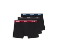 BOSS Dreierpack eng anliegende Boxershorts aus Stretch-Baumwolle mit Logo-Bund - Style BoxerBr 3P Power, 50554694 Schwarz 4XL
