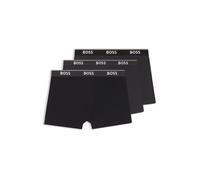BOSS Dreierpack eng anliegende Boxershorts aus Stretch-Baumwolle mit Logo-Bund - Style BoxerBr 3P Power, 50554694 Schwarz / Grau XS