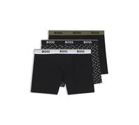 BOSS Dreierpack eng anliegende Boxershorts aus Stretch-Baumwolle mit Logos am Bund - Style BoxerBr 3P Power Des, 50554438 Schwarz S