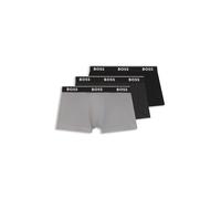 BOSS Dreierpack eng anliegende Boxershorts mit kurzem Bein und Logo am Bund - Style Trunk 3P Power Desig, 50554443 Schwarz / Grau L