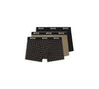 BOSS Dreierpack eng anliegende Boxershorts mit kurzem Bein und Logo am Bund - Style Trunk 3P Power Desig, 50554443 Schwarz / Beige S