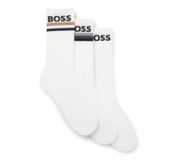 BOSS Dreierpack kurze Socken aus Bambus-Mix mit Logos - Style 3PQS PiquetStripe VI, 50564504 Weiß 43-46