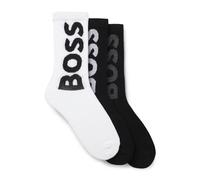 BOSS Dreierpack kurze Socken mit großen Logos - Style 3P QS Rib Logo CC, 50524259 Weiß / Schwarz 43-46