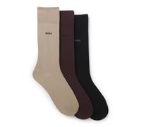 BOSS Dreierpack mittelhohe Socken aus Stretch-Gewebe - Style 3P RS Uni CC, 50469839 Beige / Braun / Schwarz 39-42