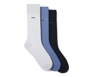 BOSS Dreierpack mittelhohe Socken aus Stretch-Gewebe - Style 3P RS Uni CC, 50469839 Schwarz / Weiß / Blau 39-42