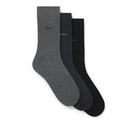 BOSS Dreier-Pack mittelhohe Socken aus Stretch-Gewebe - Style 3P RS Uni CC, 50469839 Schwarz / Grau 43-46
