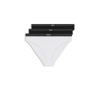 BOSS Dreierpack Slips aus Stretch-Baumwolle mit Logos am Bund - Style 3P BRIEF, 50510016 Weiß / Schwarz XS