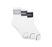 BOSS Dreierpack Socken aus Baumwollmischung in kurzer Länge - Style 3P QS Rib Melange CC, 50559410 Weiß 43-46