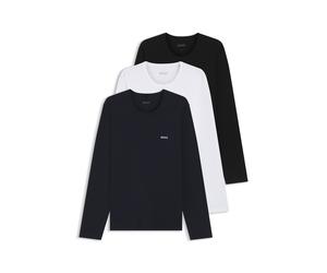 BOSS Dreierpack T-Shirts aus Baumwolle mit Logo-Stickerei - Style LSShirtRN 3P Classic, 50492321 Schwarz / Weiß / Blau XL