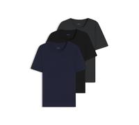 BOSS Dreierpack T-Shirts aus Baumwolle mit Logo-Stickerei - Style TShirt RN 3P Classic, 50475284 Schwarz / Grau / Blau XL