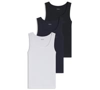 BOSS Dreierpack Unterhemden aus Ripp-Baumwolle - Style TankTop3P RibClassic, 50542132 Schwarz / Weiß / Blau L