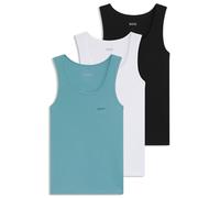 BOSS Dreierpack Unterhemden aus Ripp-Baumwolle - Style TankTop3P RibClassic, 50542132 Schwarz / Weiß / Blau M