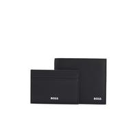 BOSS Dreiteiliges Geschenk-Set aus Leder mit geprägten Logos - Style GB_Card_Wal_Kring, 50573557 Schwarz ONESI