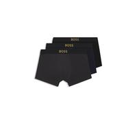 BOSS Eng anliegende Boxershorts aus Stretch-Baumwolle im Dreier-Pack - Style Trunk 3P Gold Logo G, 50546764 Schwarz / Grau / Blau S