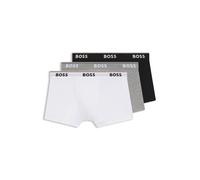 BOSS Eng anliegende Boxershorts aus Stretch-Baumwolle mit kurzem Bein und fortlaufenden Logos - Style Trunk 3P Power, 50475274 Weiß / Grau / Schwarz XL