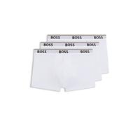 BOSS Eng anliegende Boxershorts aus Stretch-Baumwolle mit kurzem Bein und fortlaufenden Logos - Style Trunk 3P Power, 50475274 Weiß L