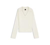 BOSS Entspannter Pullover mit offenem Kragen - Style C_Fiaffisa, 50556312 Natur S