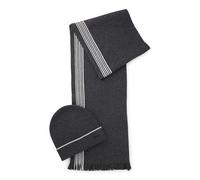 BOSS Herren Strickschal und Mütze ENZO SET, grau, Einheitsgröße