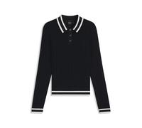 BOSS Equestrian Ajour-Strick-Poloshirt mit Logo-Patch - Style PAM KNITWEAR POLO AJOR, B7W1001 Dunkelblau XL