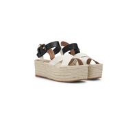 BOSS Espadrilles mit Plateausohle und Riemchen aus Leder und Canvas - Style Machica_Pltsan_CVBK, 50542339 Weiß / Schwarz 41