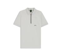 BOSS Feuchtigkeitsableitendes Poloshirt aus elastischer Baumwolle mit Reißverschluss am Kragen - Style Polo Urban Tech, 50544002 Hellgrau S