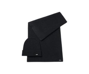 Boss Frauen Linia Geschenk-Set mit Schal und Mütze, Schwarz