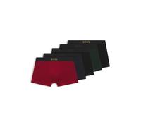 BOSS Fünfer-Pack eng anliegende Boxershorts aus Stretch-Baumwolle mit kurzem Bein und Logo - Style Trunk 5P MetalLogo G, 50569225 Schwarz / Rot / Blau / Grün XXL