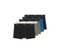 BOSS Fünferpack eng anliegende Boxershorts mit kurzem Bein aus Stretch-Baumwolle mit Logos am Bund - Style Trunk 5P Essential, 50531660 Grau / Grün / Blau / Schwarz XXL