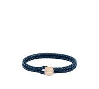 BOSS Geflochtenes Leder-Armband in Blau mit goldfarbenem Verschluss - Style SEAL, HB1580668 Blau M