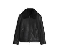 BOSS Genarbte Lederjacke mit Shearling-Kragen - Style H-Morbin, 50570556 Schwarz 58