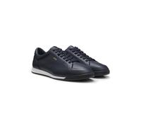 BOSS Genarbte Ledersneakers mit Sohle im Fischgrätmuster - Style Nitan_Lowp_ltgrn, 50574126 Dunkelblau 41