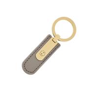 BOSS Genarbter taupefarbener Schlüsselanhänger mit goldfarbenem Double-B-Metalldetail - Style Key ring Signature Lady Taupe, 58837108 Hellbraun ONESI