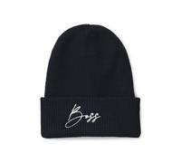 BOSS Gerippte Reitsport-Mütze mit Logo-Stickerei - Style BEANIE HIGH CUFF BLACK, B6U1603 Dunkelblau ONESI