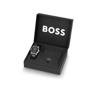 BOSS Geschenk-Set aus Kartenetui und Uhr mit strukturiertem Zifferblatt - Style PRINCIPLE GIFTSET, 58565093 Schwarz ONESI