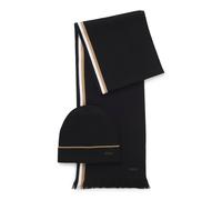 BOSS Geschenk-Set mit Mütze und Schal mit Streifen-Details - Style Henzo_SET, 50551072 Schwarz ONESI