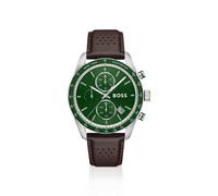 BOSS Grand Prix Vitesse Uhr mit grünem Zifferblatt und perforiertem Armband - Style GRAND PRIX, 58858205 Dunkelbraun ONESI