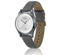 BOSS Grau beschichtete Uhr mit Lederarmband - Style PURITY, 58114150 Silber ONESI