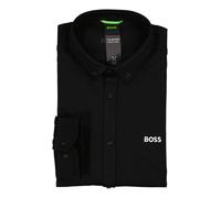 Langarmhemd BOSS GREEN "B Motion L", Herren, Gr. L, N-Gr, schwarz (schwarz002), Jersey, Obermaterial: 100% Baumwolle, unifarben, casual, regular fit hüftlang, Rundhals, Langarm 2-Knopf-Manschette mit