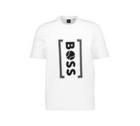 BOSS Green T-Shirt Herren Regular Fit Kurzarm Rundhals Baumwoll-Stretch weiß, L