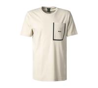BOSS Green T-Shirt Herren Regular Fit Kurzarm Rundhals Baumwolle beige, M
