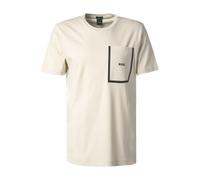 BOSS Green T-Shirt Herren Regular Fit Kurzarm Rundhals Baumwolle beige, S