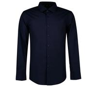 BOSS Slim-Fit Hemd aus elastischer Baumwoll-Popeline mit bügelleichtem Finish - Style H-HANK-kent-C1-214, 50469345 Dunkelblau 45L