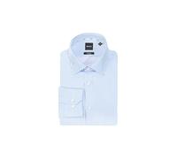 BOSS Gestreiftes Regular-Fit Hemd aus Baumwoll-Satin mit bügelleichtem Finish - Style H-JOE-kent-C1-214, 50549904 Blau gestreift 45